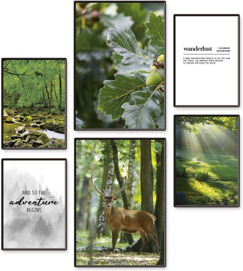 Artland Poster Avontuur & wanderlust 6-pack 2xdin a3 4xdin a4 zonder lijst (set 6 stuks)