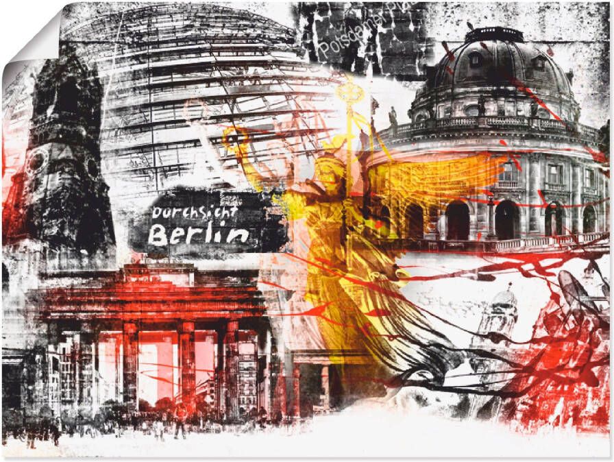 Artland Poster Berlijn Skyline collage VI als artprint op linnen muursticker of poster in verschillende maten