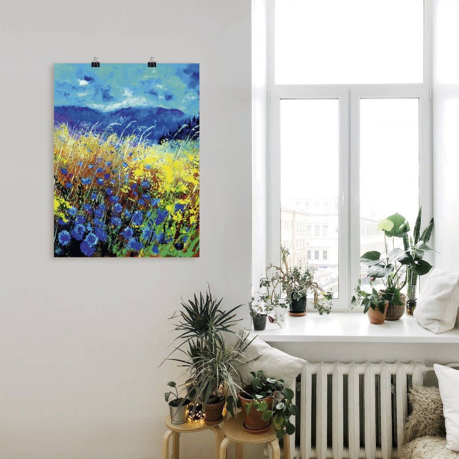 Artland Poster Blauwe wilde bloemen als artprint van aluminium artprint op linnen muursticker of poster in verschillende maten