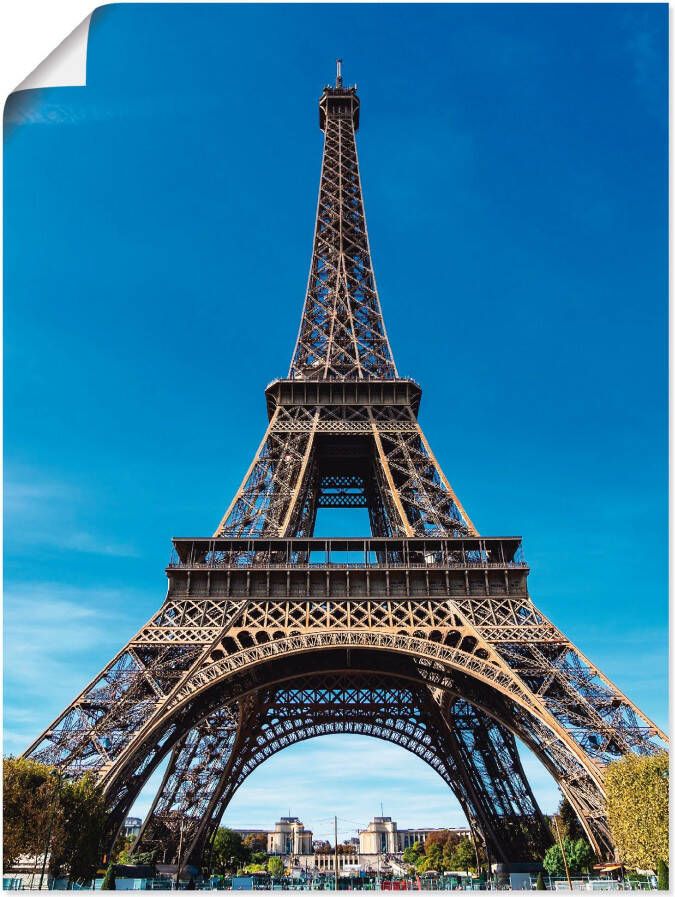 Artland Poster Blik op de Eiffeltoren in Parijs II als artprint van aluminium artprint op linnen muursticker of poster in verschillende maten