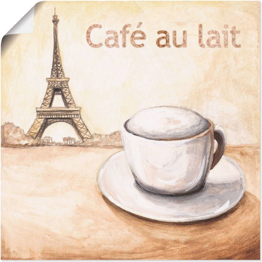 Artland Poster Café au lait in Parijs als artprint van aluminium artprint op linnen muursticker of poster in verschillende maten