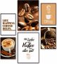 Artland Poster Koffie variëteit 6-pack 2xdin a3 4xdin a4 zonder lijst (set 6 stuks) - Thumbnail 1