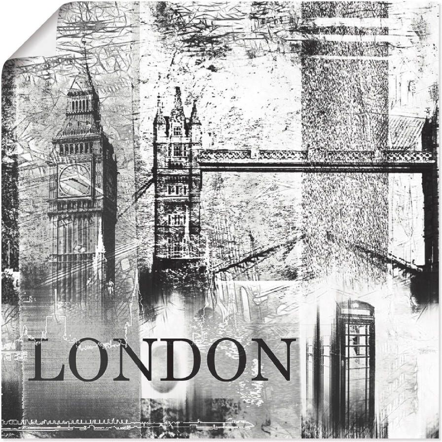 Artland Poster Londen Skyline abstracte collage 04 als artprint op linnen muursticker of poster in verschillende maten