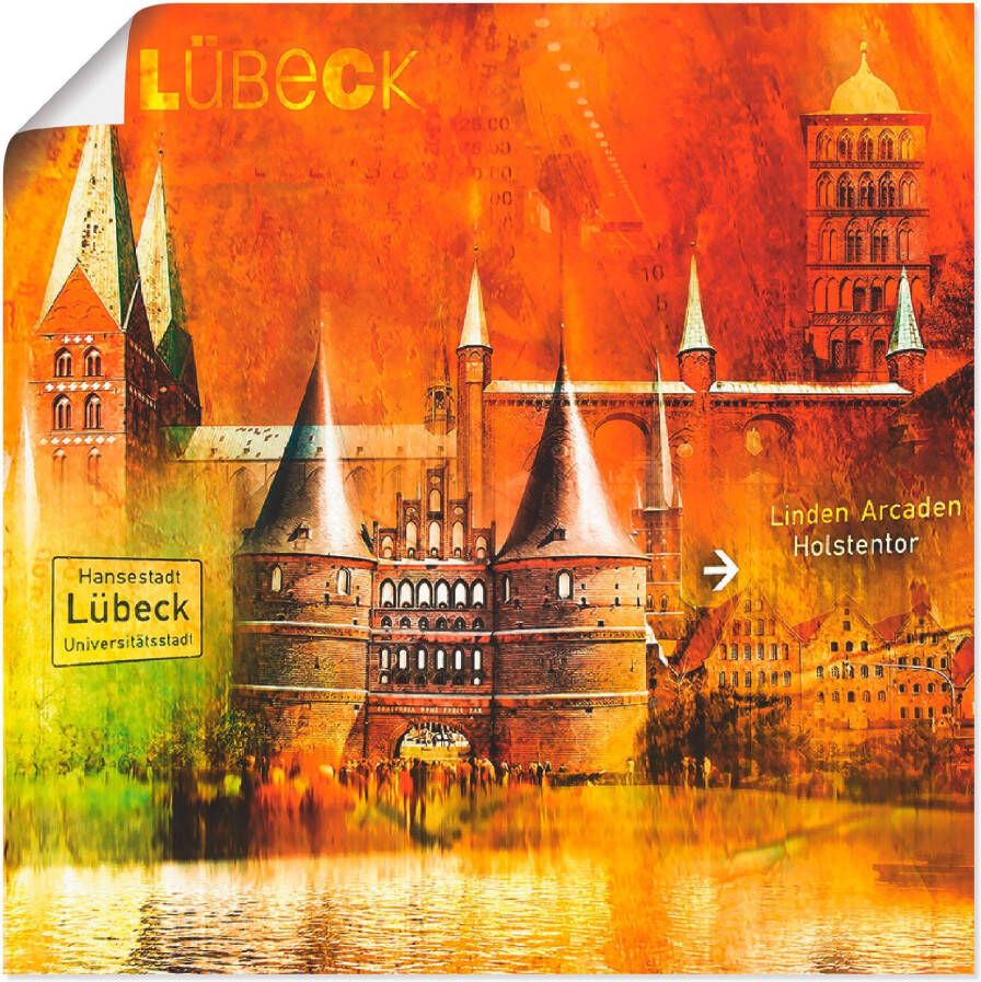 Artland Poster Lübeck Hanzestad collage 04 als artprint op linnen muursticker of poster in verschillende maten