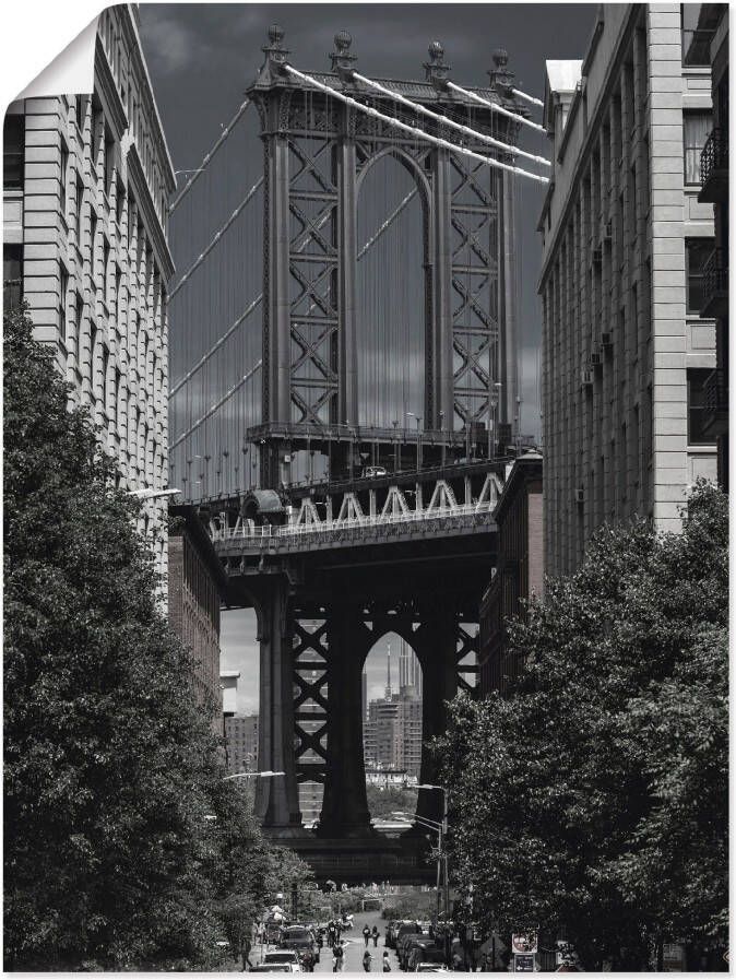 Artland Poster New York Manhattan Bridge als artprint van aluminium artprint op linnen muursticker of poster in verschillende maten