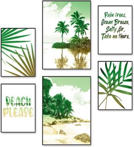 Artland Poster Palmen strand & zee Poster artprint wandposter (6 stuks)