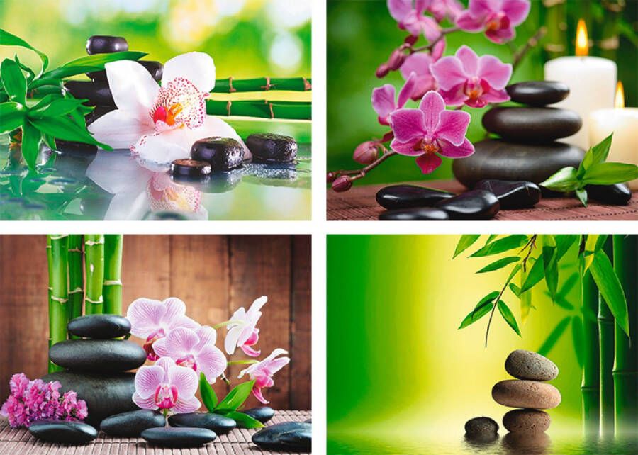 Artland Poster Spa bamboe takjes zen stenen (4 stuks)