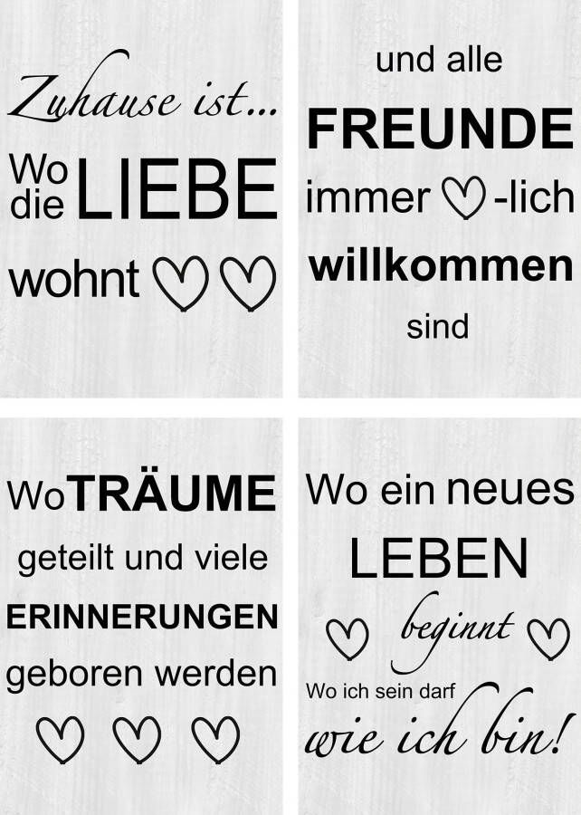 Artland Poster Waar de liefde woont 1-4 Poster artprint wandposter (4 stuks)