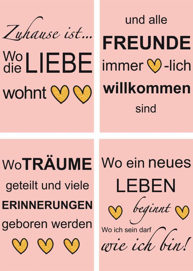 Artland Poster Waar de liefde woont Poster artprint wandposter (4 stuks)