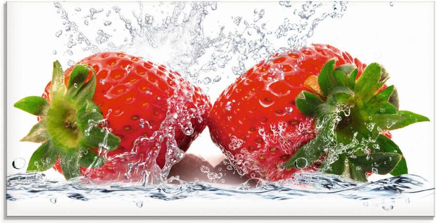 Artland Print op glas Aardbeien met prikwater