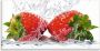 Artland Print op glas Aardbeien met prikwater - Thumbnail 1