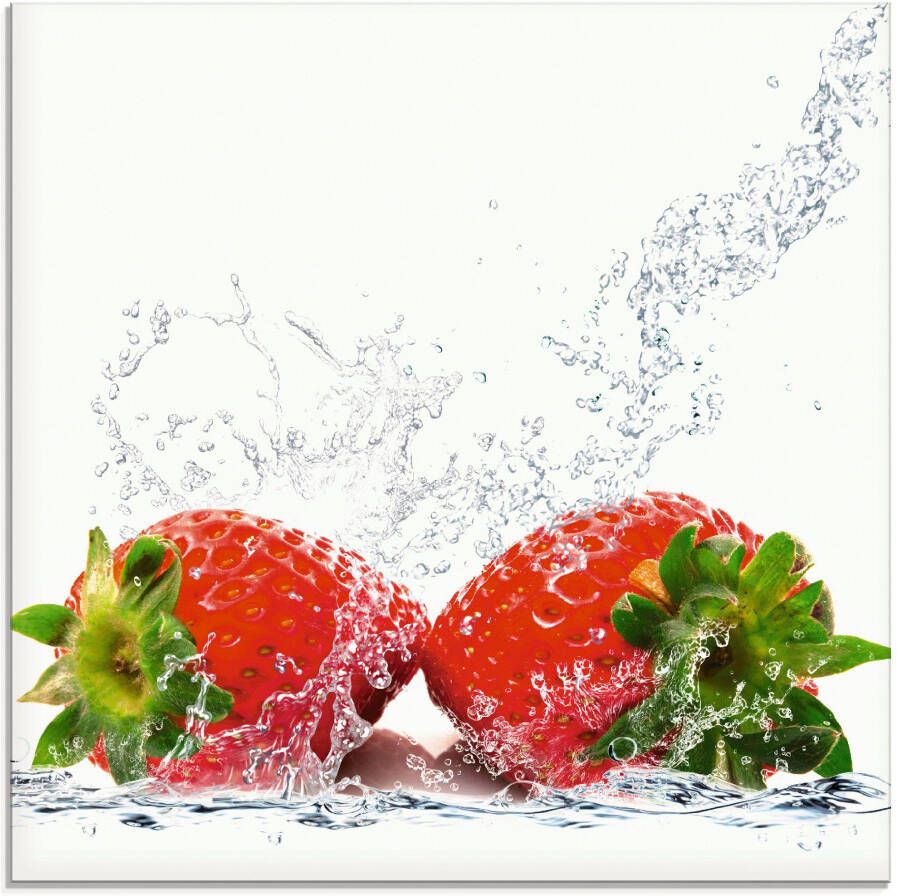 Artland Print op glas Aardbeien met prikwater