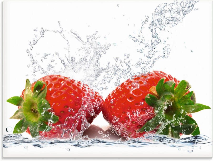Artland Print op glas Aardbeien met prikwater