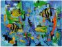 Artland Print op glas Abstract vissen blauw in verschillende maten - Thumbnail 1