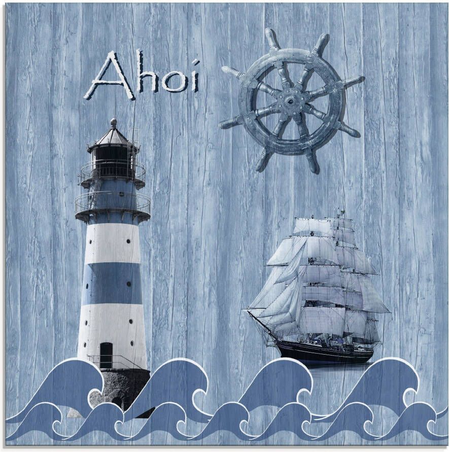 Artland Print op glas Ahoy in maritiem blauw