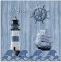 Artland Print op glas Ahoy in maritiem blauw - Thumbnail 1