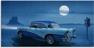 Artland Print op glas Blauwe nacht op Route 66 in verschillende maten