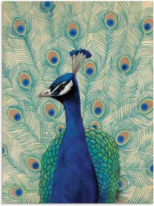 Artland Print op glas Blauwe pauw II in verschillende maten
