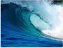 Artland Print op glas Blauwe surfgolf in verschillende maten - Thumbnail 1