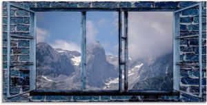 Artland Print op glas Blik uit het venster bergkoning in verschillende maten