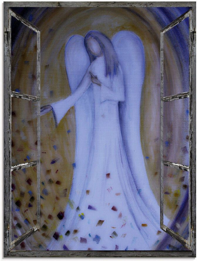 Artland Print op glas Blik uit het venster engel