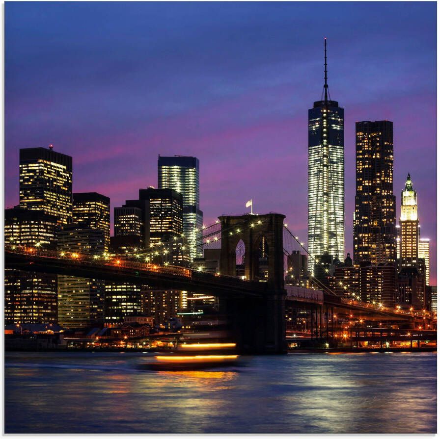 Artland Print op glas Brooklyn Bridge in verschillende maten