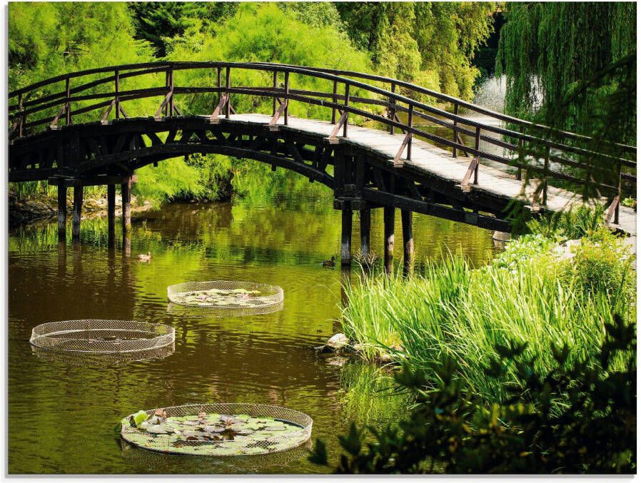 Artland Print op glas Brug in tuin in verschillende maten