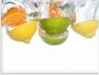 Artland Print op glas Citrusvruchten vallen in helder water - Thumbnail 1