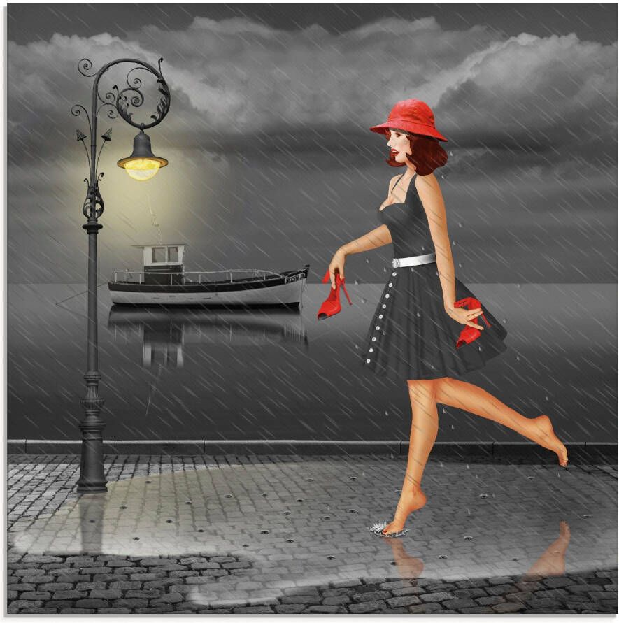 Artland Print op glas Dansen in de regen in verschillende maten