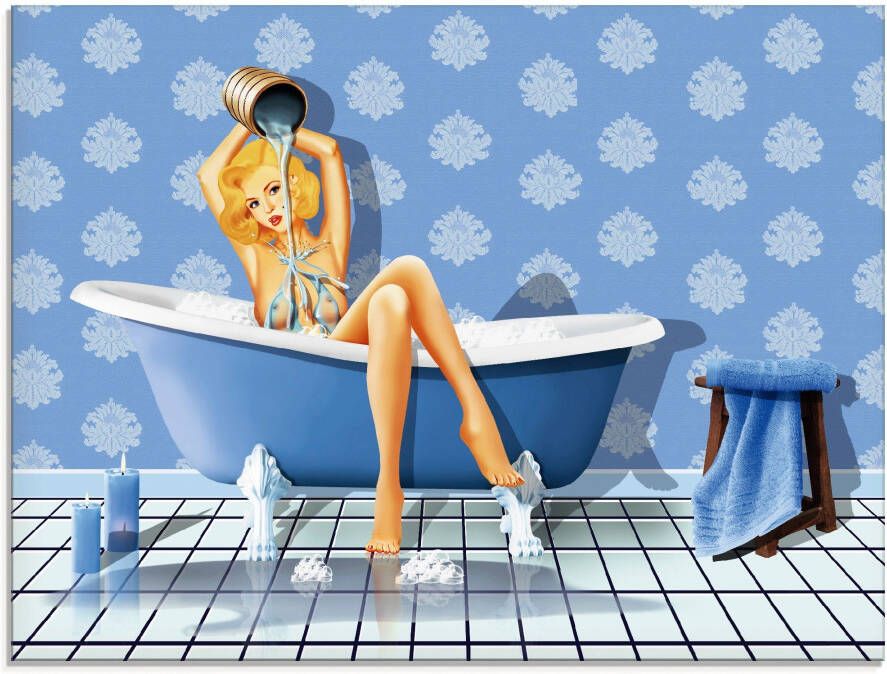 Artland Print op glas De sexy blauwe badkamer