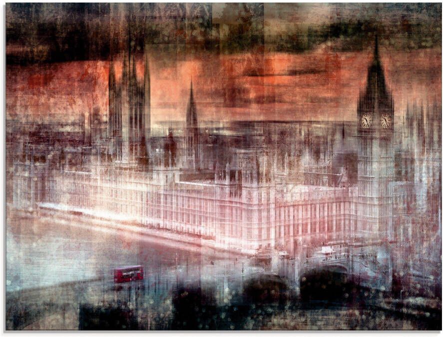 Artland Print op glas Digitale kunst Londen Westminster II in verschillende maten