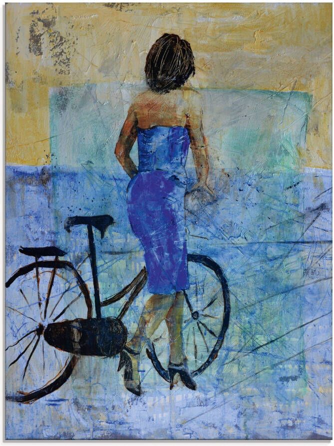 Artland Print op glas Een meisje met een fiets