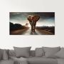 Artland Print op glas Een olifant loopt op de weg - Thumbnail 1