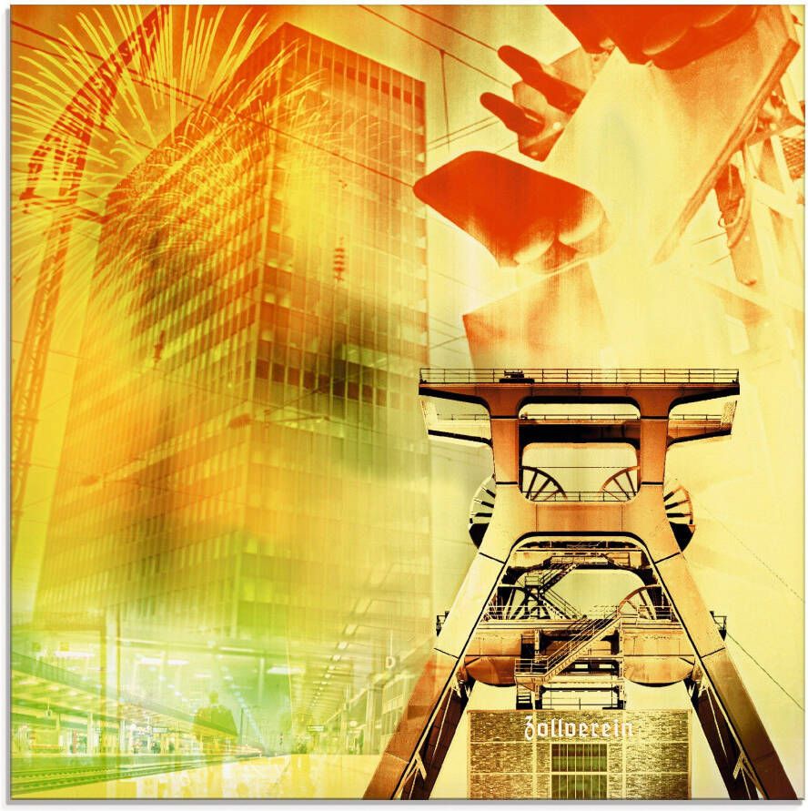 Artland Print op glas Essen skyline abstracte collage I