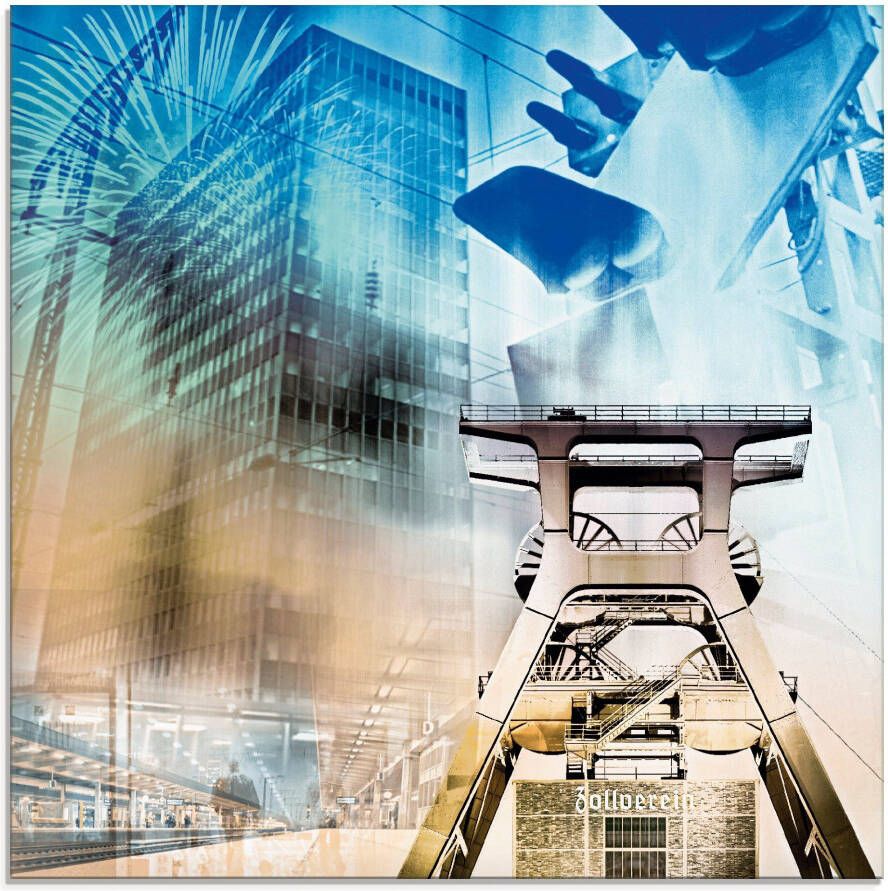Artland Print op glas Essen skyline abstracte collage II
