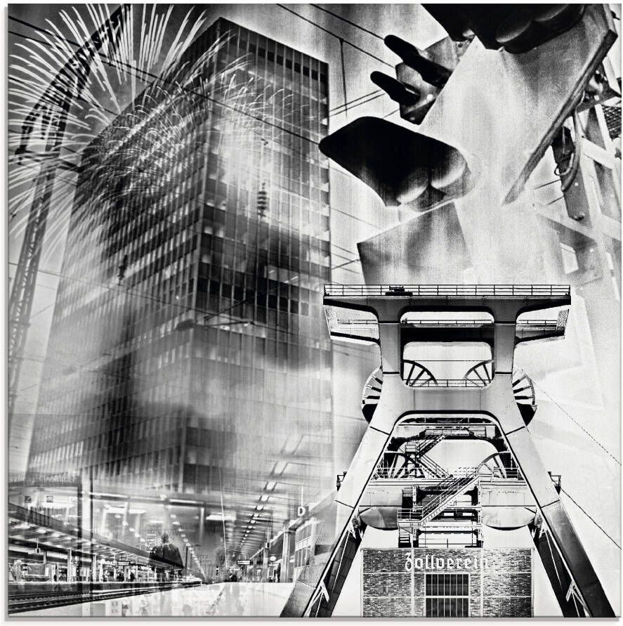 Artland Print op glas Essen skyline abstracte collage III