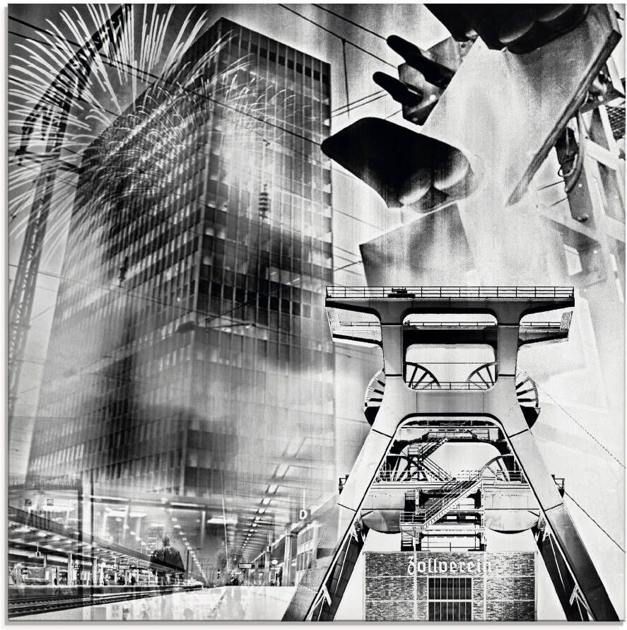 Artland Print op glas Essen skyline abstracte collage