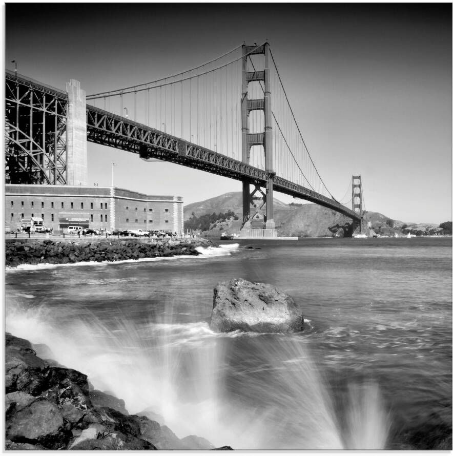 Artland Print op glas Golden Gate Bridge met branding