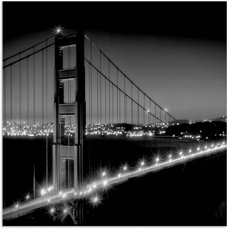 Artland Print op glas Golden Gate Bridge s avonds