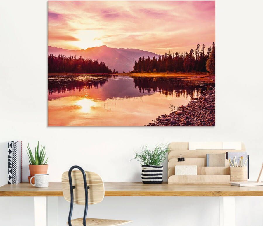 Artland Print op glas Grand Teton bergen bij zonsondergang
