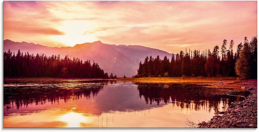 Artland Print op glas Grand Teton bergen bij zonsondergang
