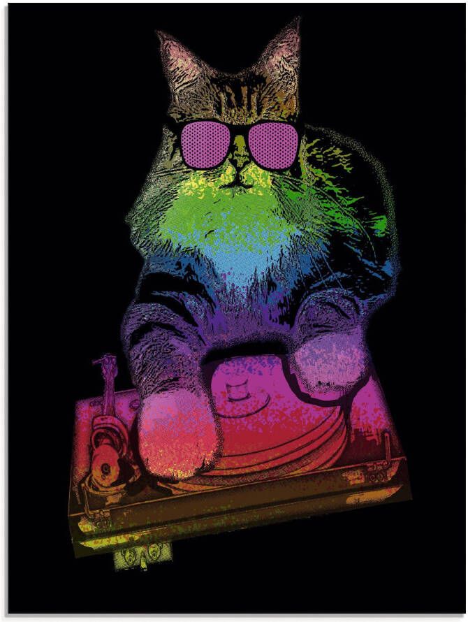 Artland Print op glas Grappige dj kat party muziek