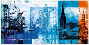 Artland Print op glas Hamburg Collage IV in verschillende maten