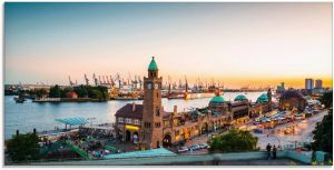 Artland Print op glas Hamburg Haven en pier in verschillende maten