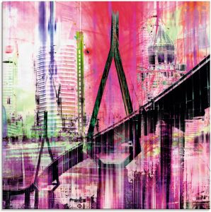 Artland Print op glas Hamburg Skyline abstracte collage in verschillende maten