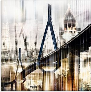 Artland Print op glas Hamburg Skyline collage III in verschillende maten