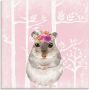 Artland Print op glas Hamster met bloemen in pink bos - Thumbnail 1