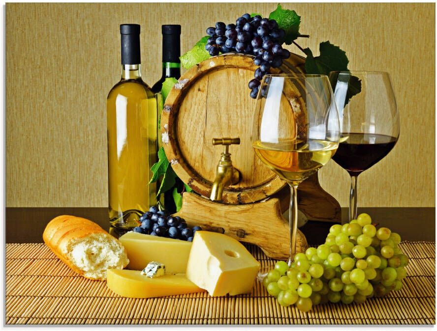 Artland Print op glas Kaas wijn en druiven in verschillende maten