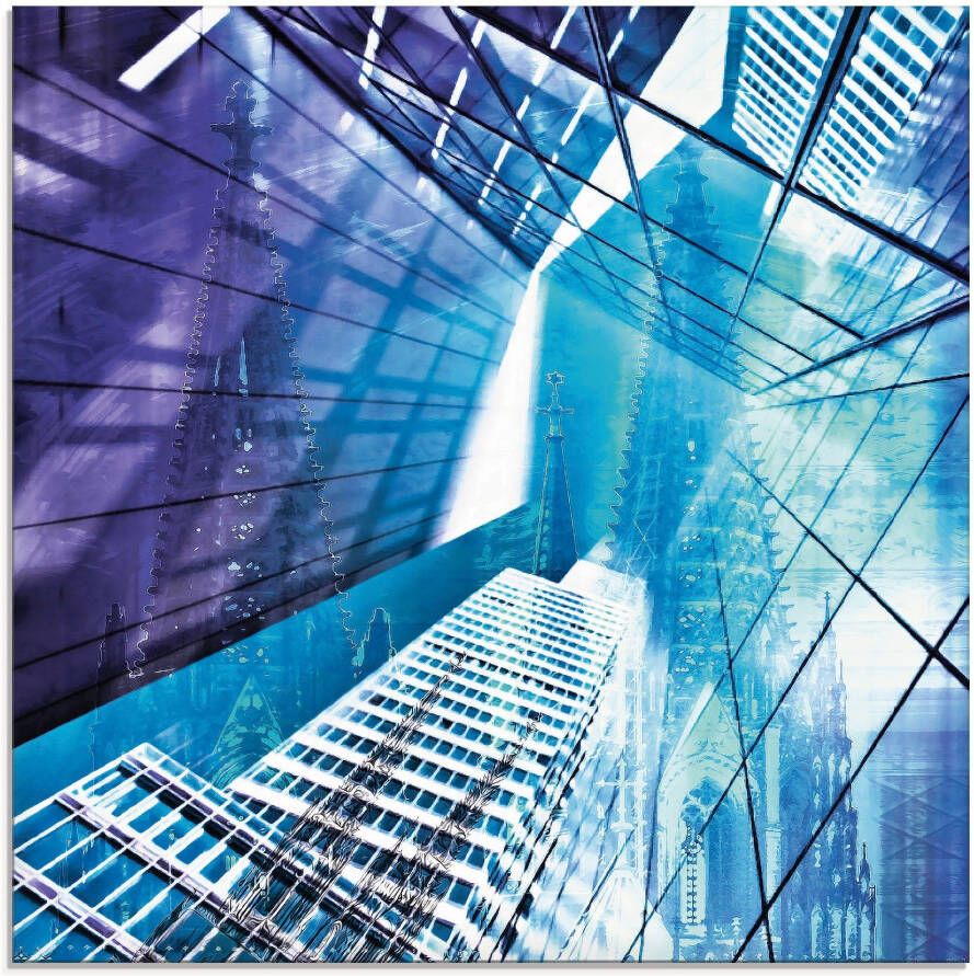 Artland Print op glas Keulen Skyline abstracte collage 11
