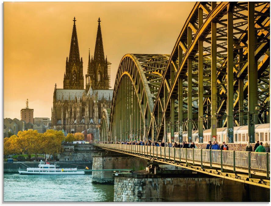 Artland Print op glas Keulse domkerk met Hohenzollernbrug